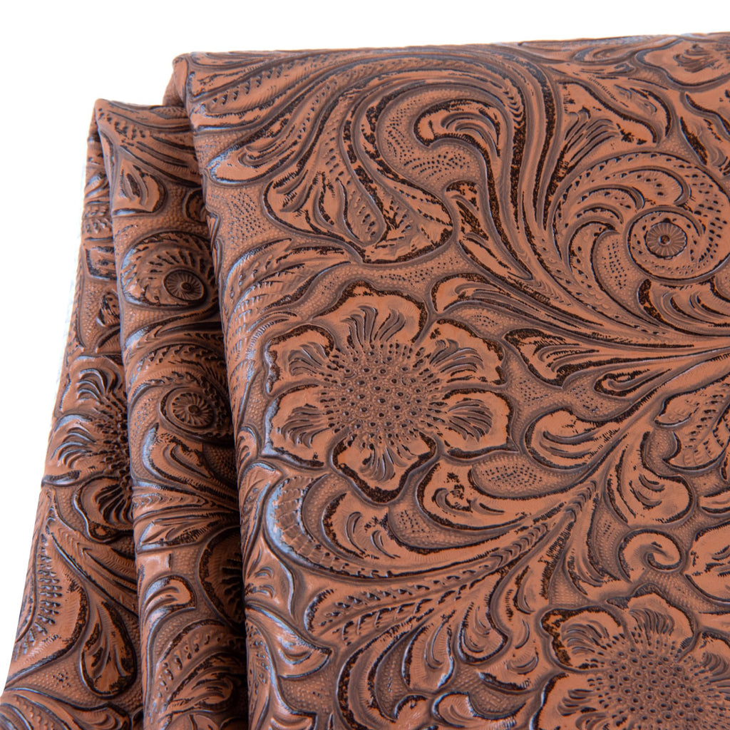 Faux Leather Fabric 1 Yard Cut 36"X54" Embossed Floral Pattern Craft Vinyl for Upholstery, DIY Crafts, Handbags