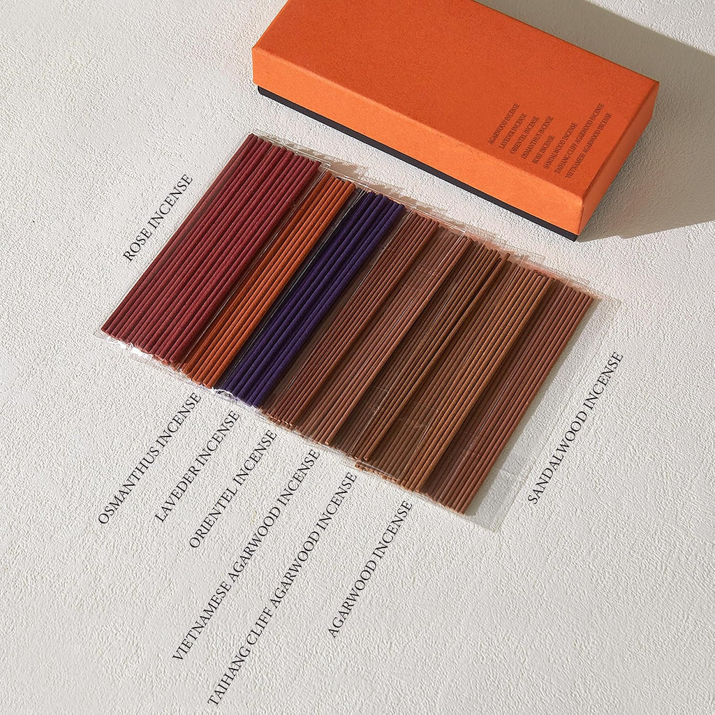 Mini Incense Sticks - Short 8-Scents Variety Set, 120 Natural Hand-Dipped Sticks (4" Long, 20-Min Burn) Clean-Burning - Set of 120