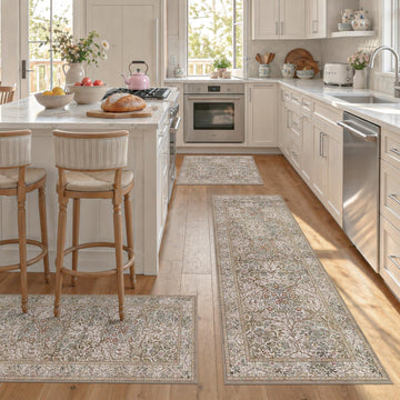 Kitchen Rugs Set of 3, Forest Vintage Kitchen Mats, Washable Runner