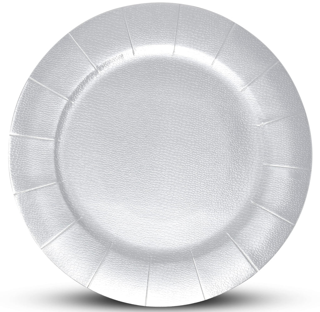 24 Silver Round Paper Charger Metallic Disposable Dinner Plates