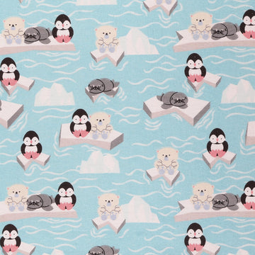 Polar Buddies Flannel Fabric, Ocean Cut by The Yard