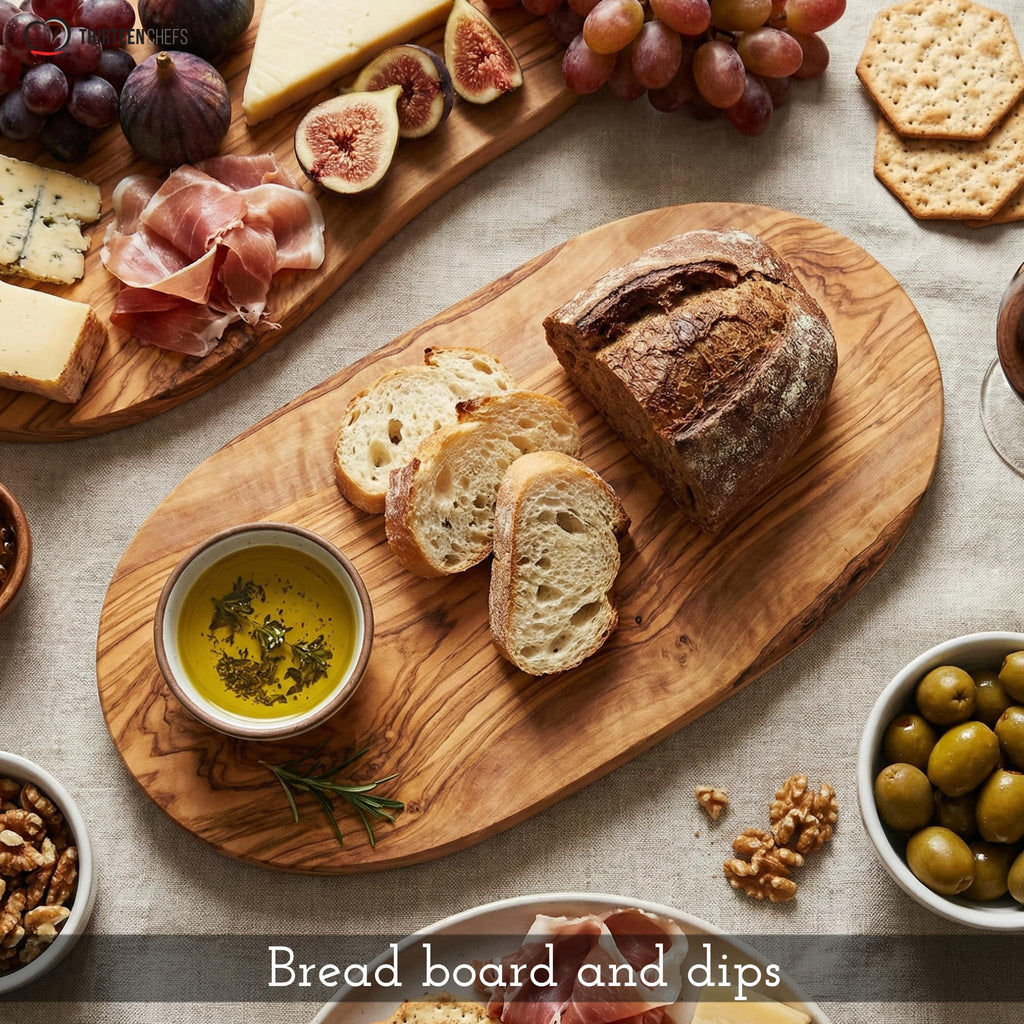 Olive Wood Cheese Board 12 Inch Long - Beautiful Wooden Serving Board for Charcuterie, Snacks, Appetizers and Parties