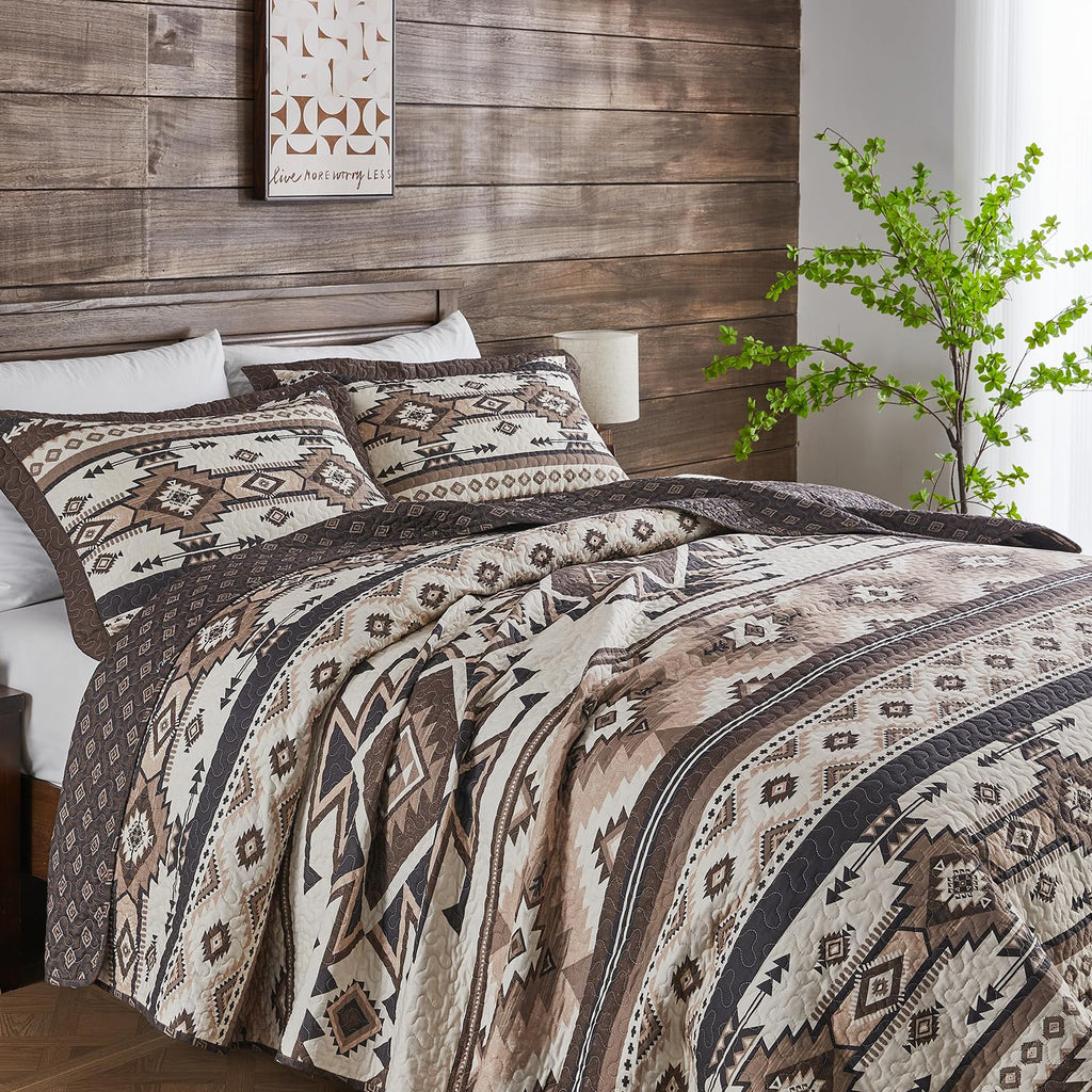 Traditional Quilt - 3 Pieces Rustic Aztec Bedding Sets