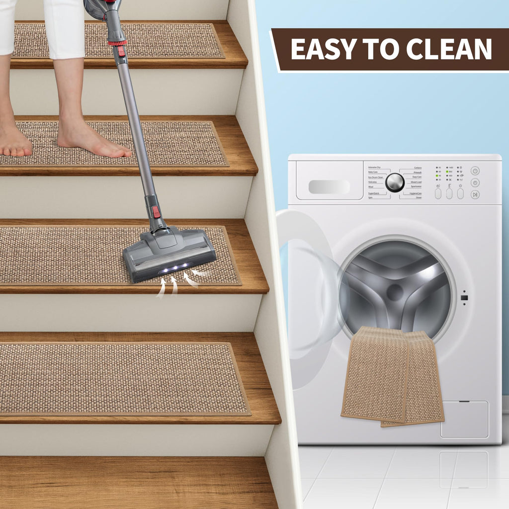 Linen Stair Treads for Wooden Steps Indoor 36x9 Inch, 15 Pcs