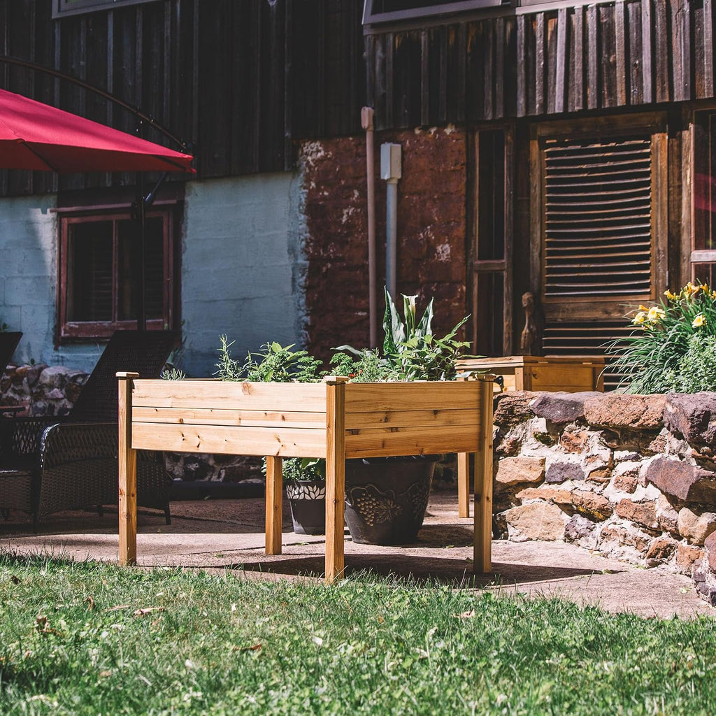 Expressions 48"x34" Raised Garden Bed - Elevated Wood Planter Box for Healthy Plant Growth, 440 lb Capacity - Natural