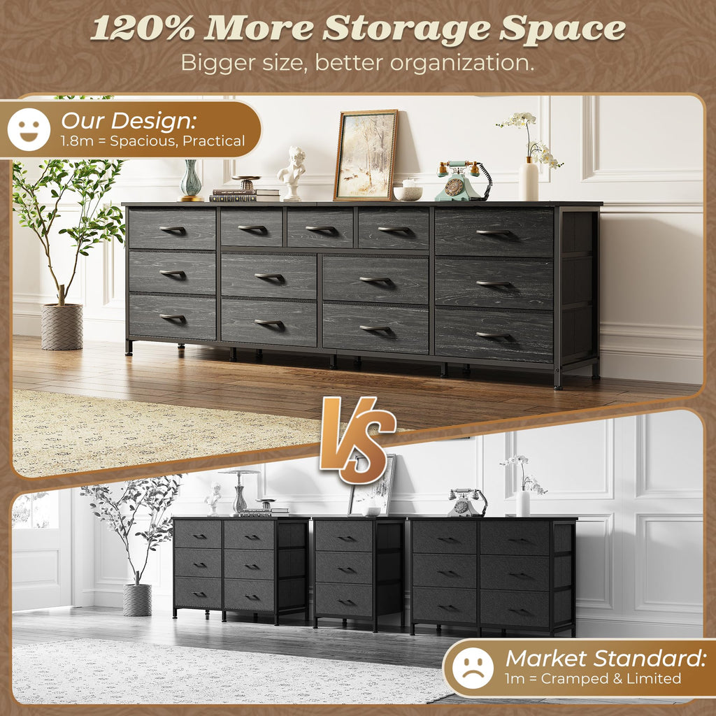 70 Inch Long Dresser, TV Stand for 65, 75, 80 Inch TV