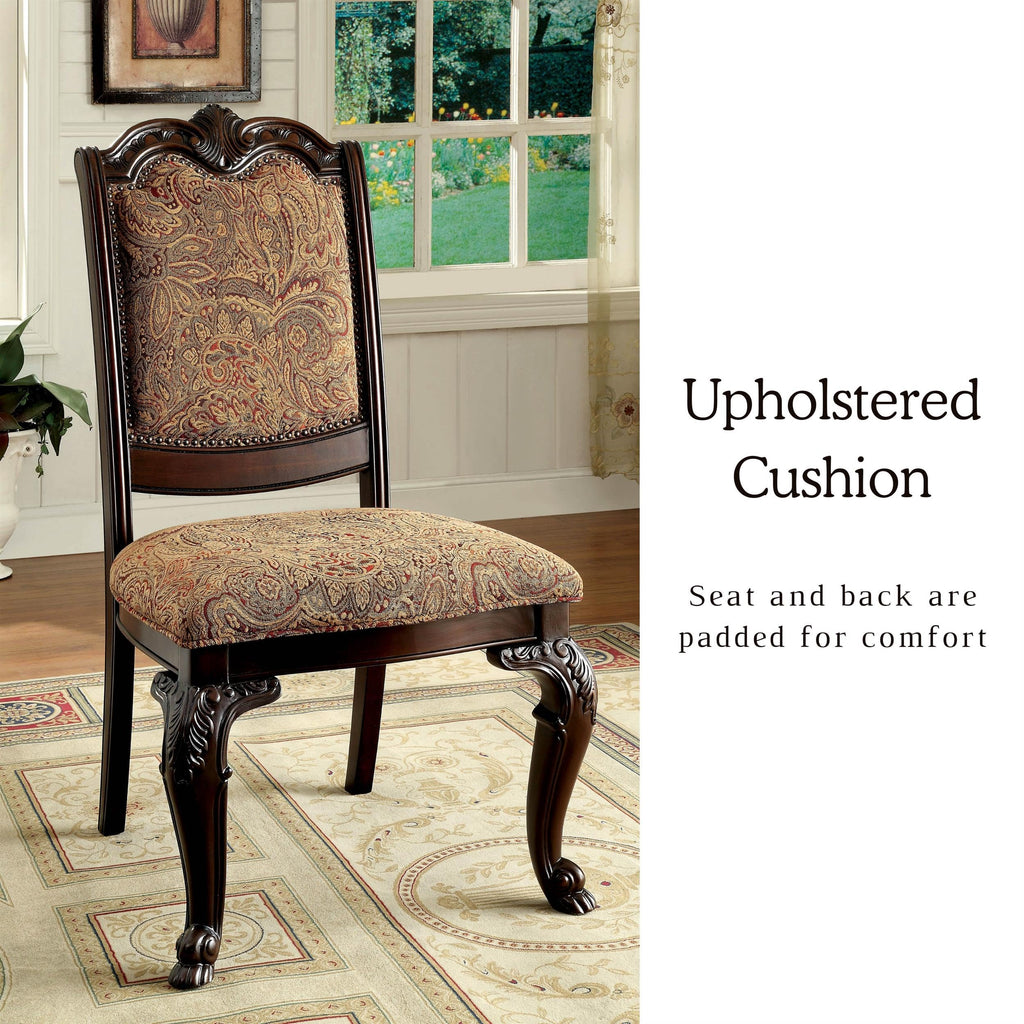 Of America Ferrara Elegant Dining Chair, Brown Cherry, Set of 2
