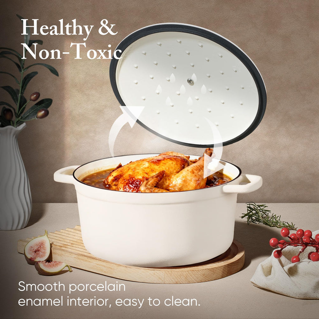 Enameled Cast Iron Dutch Oven Pot with Lid, 4 QT Dutch Ovens, Heavy-Duty Cast Iron Pot for Sourdough Bread Baking