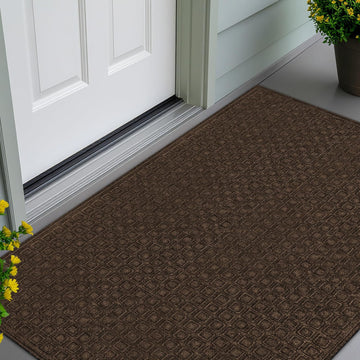 Textures 3' x 5' Blocks Heavy Duty Walnut Door Mat - Weather & Stain Resistant, Non-Slip, Outdoor Mat - Superior