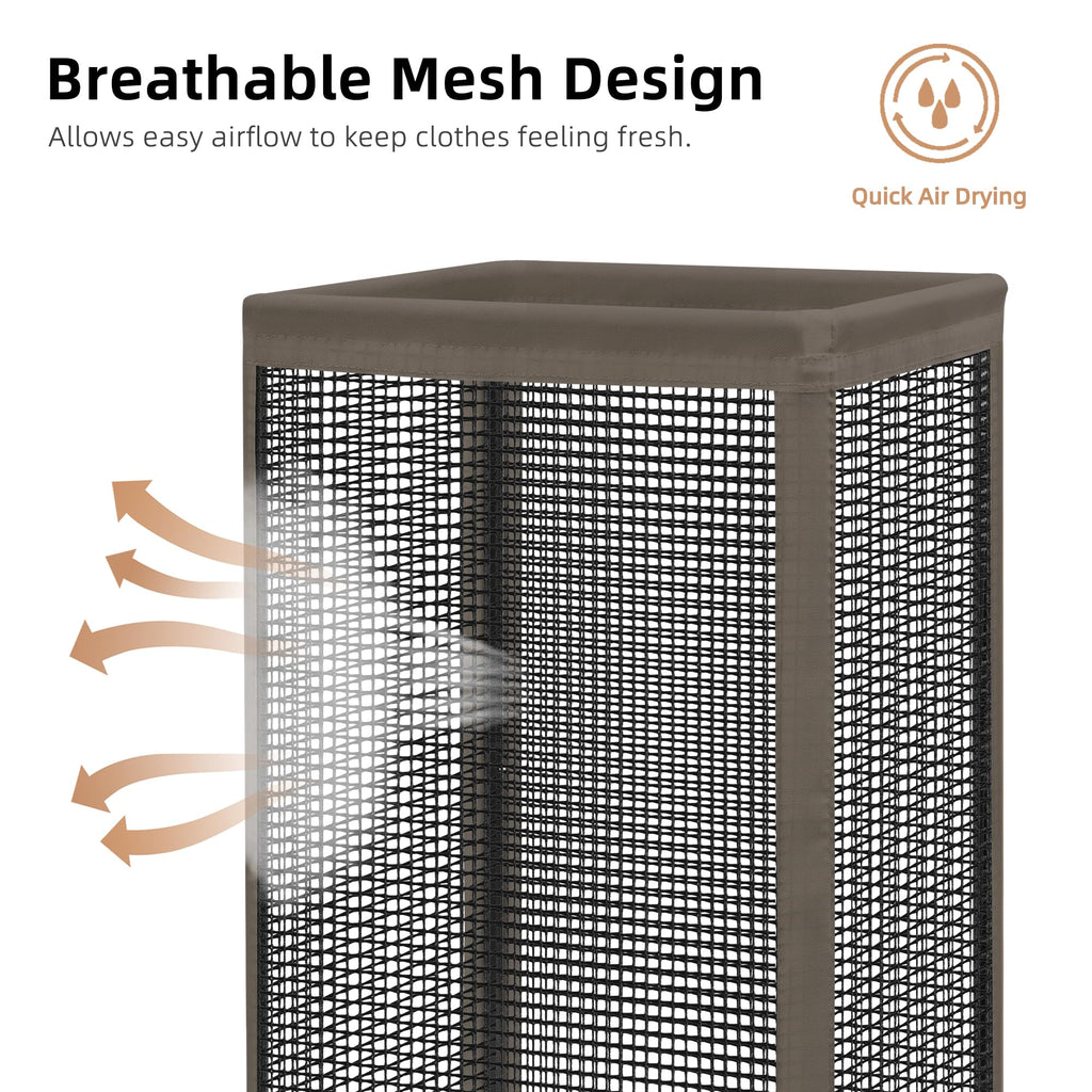Mesh Laundry Hamper, 23.7 Gal. Tall Laundry Basket for Airflow, Strong Metal Dirty Clothes Hamper for College Dorm