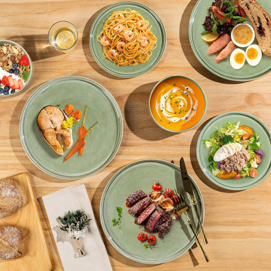 Stoneware Dinnerware Sets for 4,12 Piece Plates and Bowls Sets