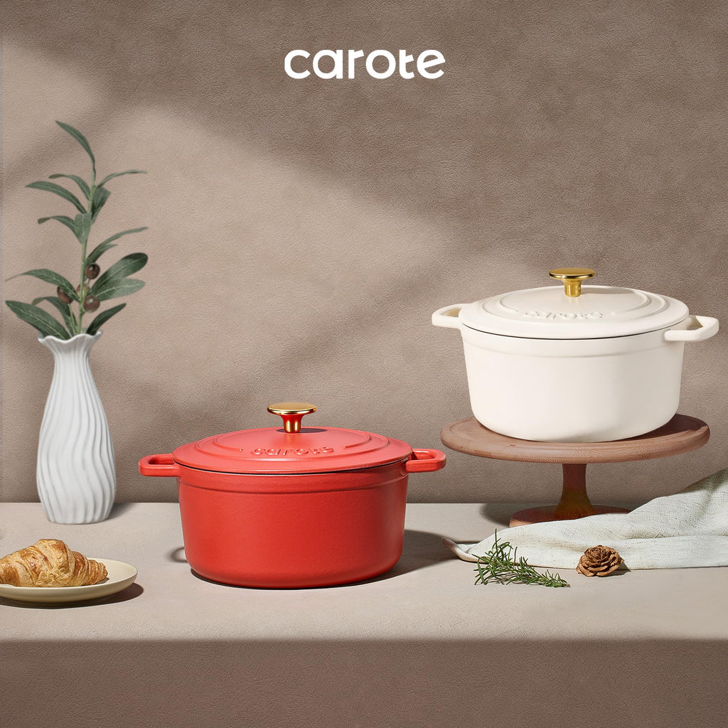 Enameled Cast Iron Dutch Oven Pot with Lid, 4 QT Dutch Ovens, Heavy-Duty Cast Iron Pot for Sourdough Bread Baking