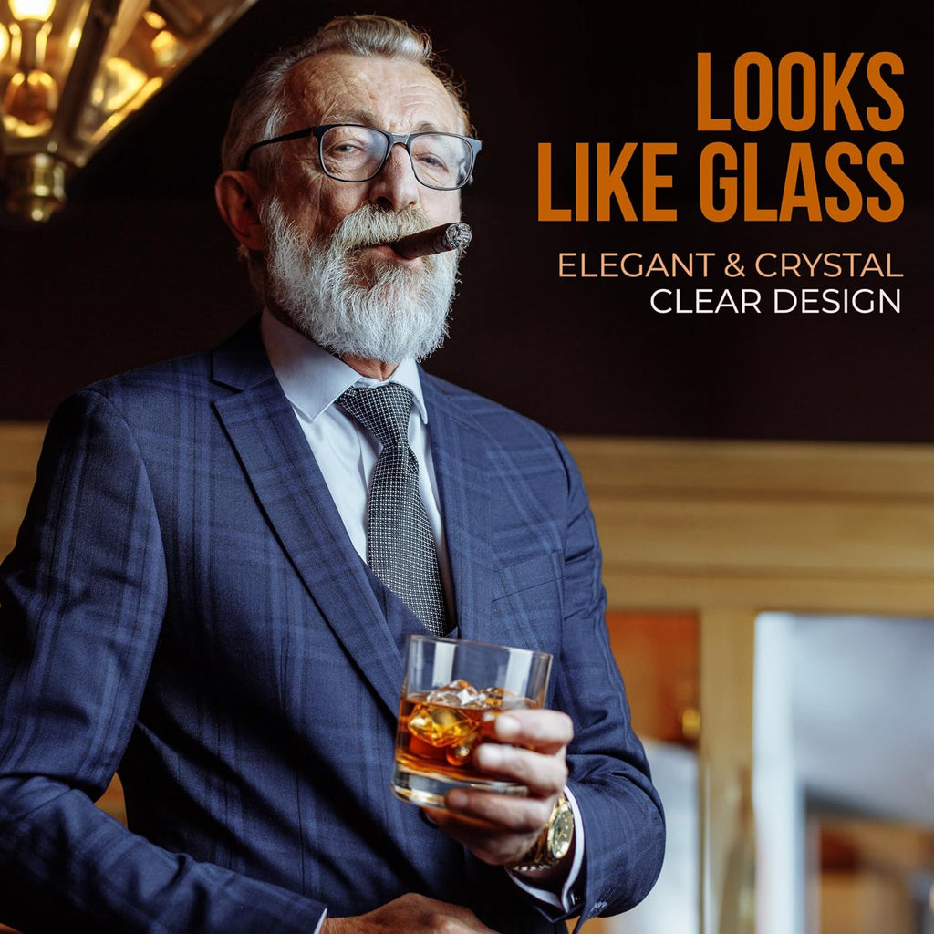 Unbreakable Whiskey Glasses, Plastic Rocks Glasses - 12.5 oz Clear Dishwasher Safe Tritan Old Fashioned Drinkware