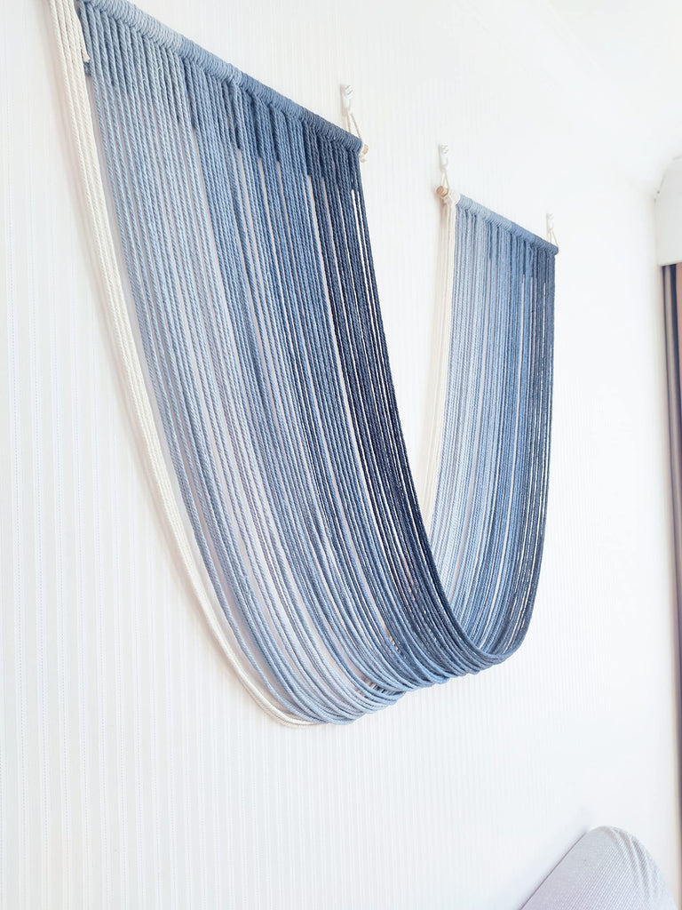 Dip Dye Large Macrame Wall Hanging Tie-Dye Yarn Tapestry Home Boho Wall Decor Ombre Art Headboard Bedroom Living Room
