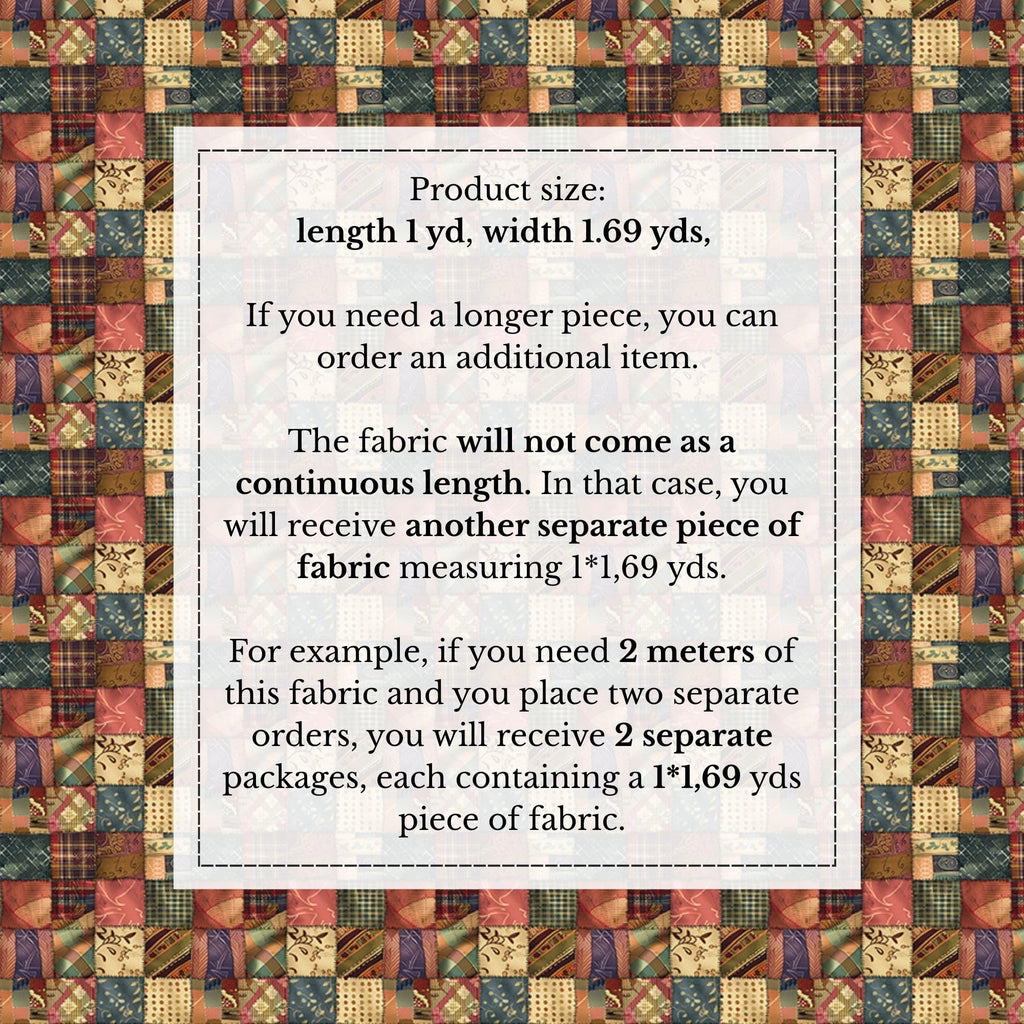 100% Cotton Fabric by the Yard - Turkish Quality Quilting & Sewing Fabric, 1 Yard x 1.69 Yards Wide, Patchwork Cotton