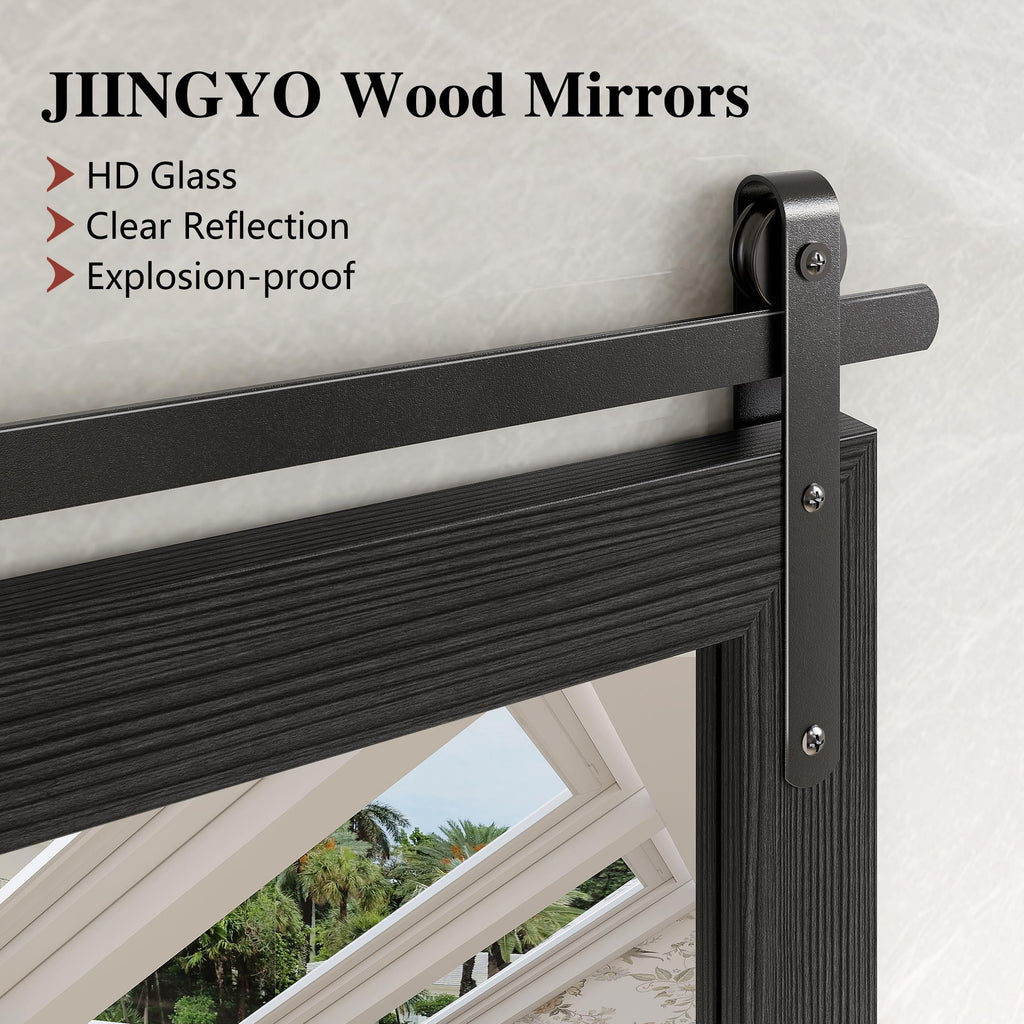 Farmhouse Bathroom Mirror, 40"x26" Black Rustic Bathroom Mirrors