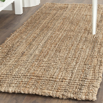 Natural Fiber Collection Runner Rug - 2' x 6', Natural Brown, Handmade Jute, Farmhouse Style, Chunky Textured Thick