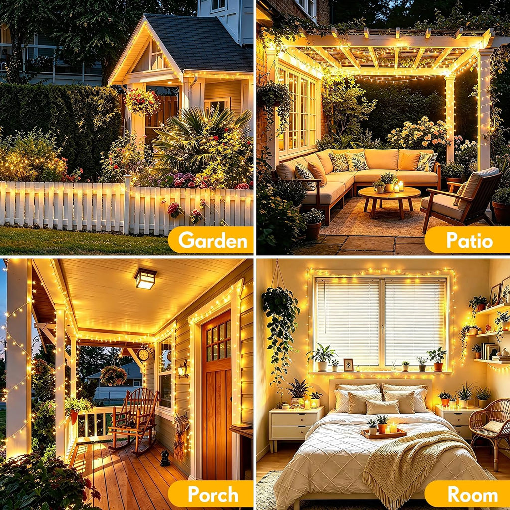 200 FT 500 LED Christmas Lights Outdoor Fairy Lights Plug In Extra Long String Lights Clear Wire Waterproof 8 Modes