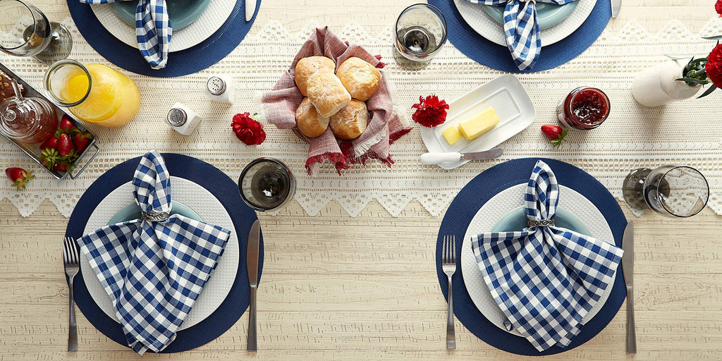 Vinyl Tabletop Collection, Round Placemat Set, 13.75", Nautical Blue, 6 Piece