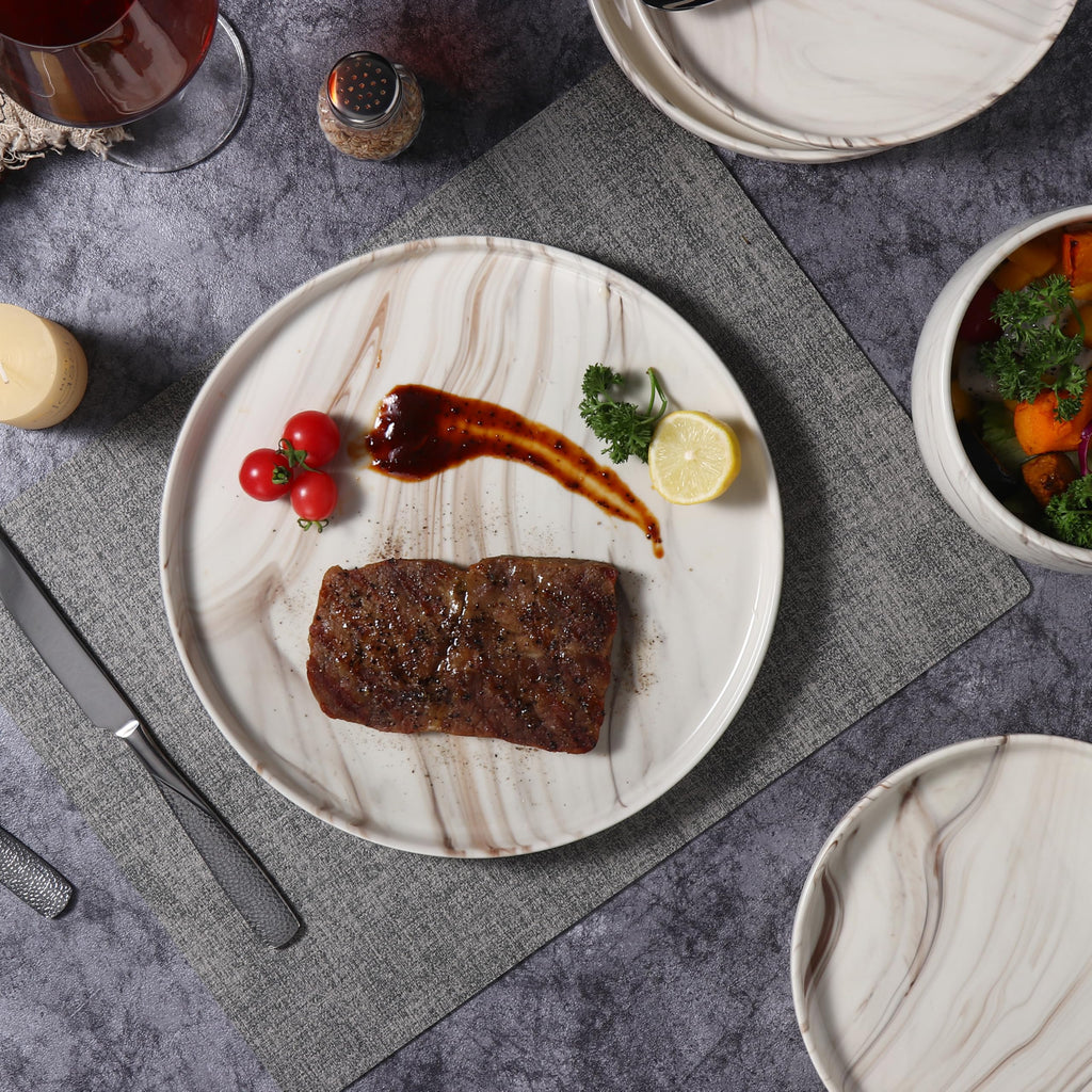 Shiny Marble Pattern Dinnerware Set, 12 Piece Service for 4, Microwave and Dishwasher Safe