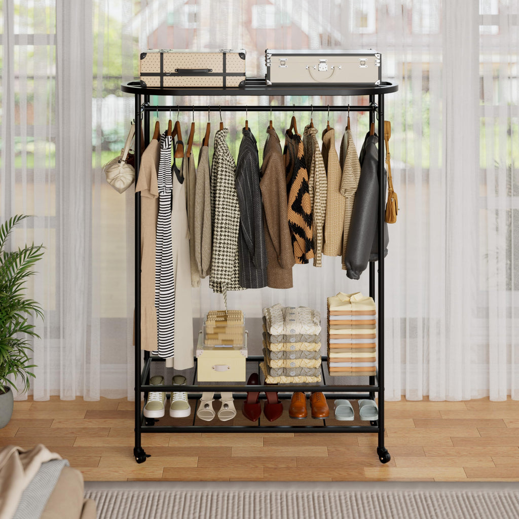 Clothes Rack with Cover Heavy Duty Rolling Portable Closet 380LBS