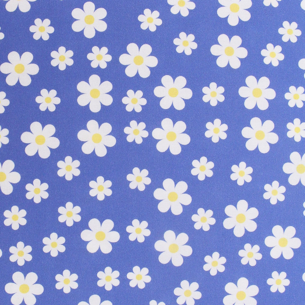 Blue Daisies Cotton Quilting Fabric - by the Yard