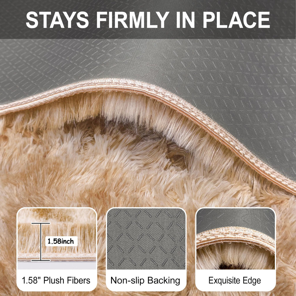 Plush Tie Dyed Light Brown Runner Rug, Soft Fluffy Rug