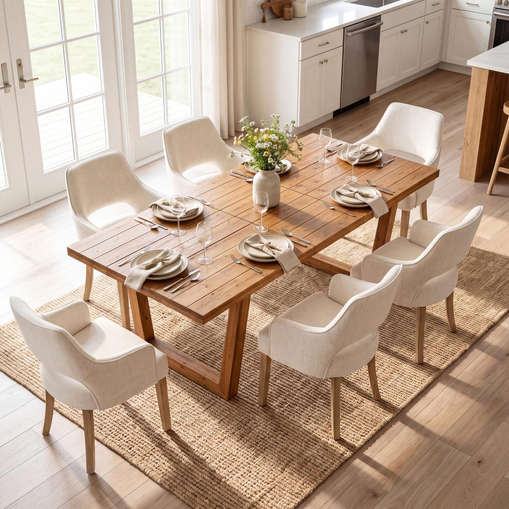 Linen Upholstered Set of 4 with Arms