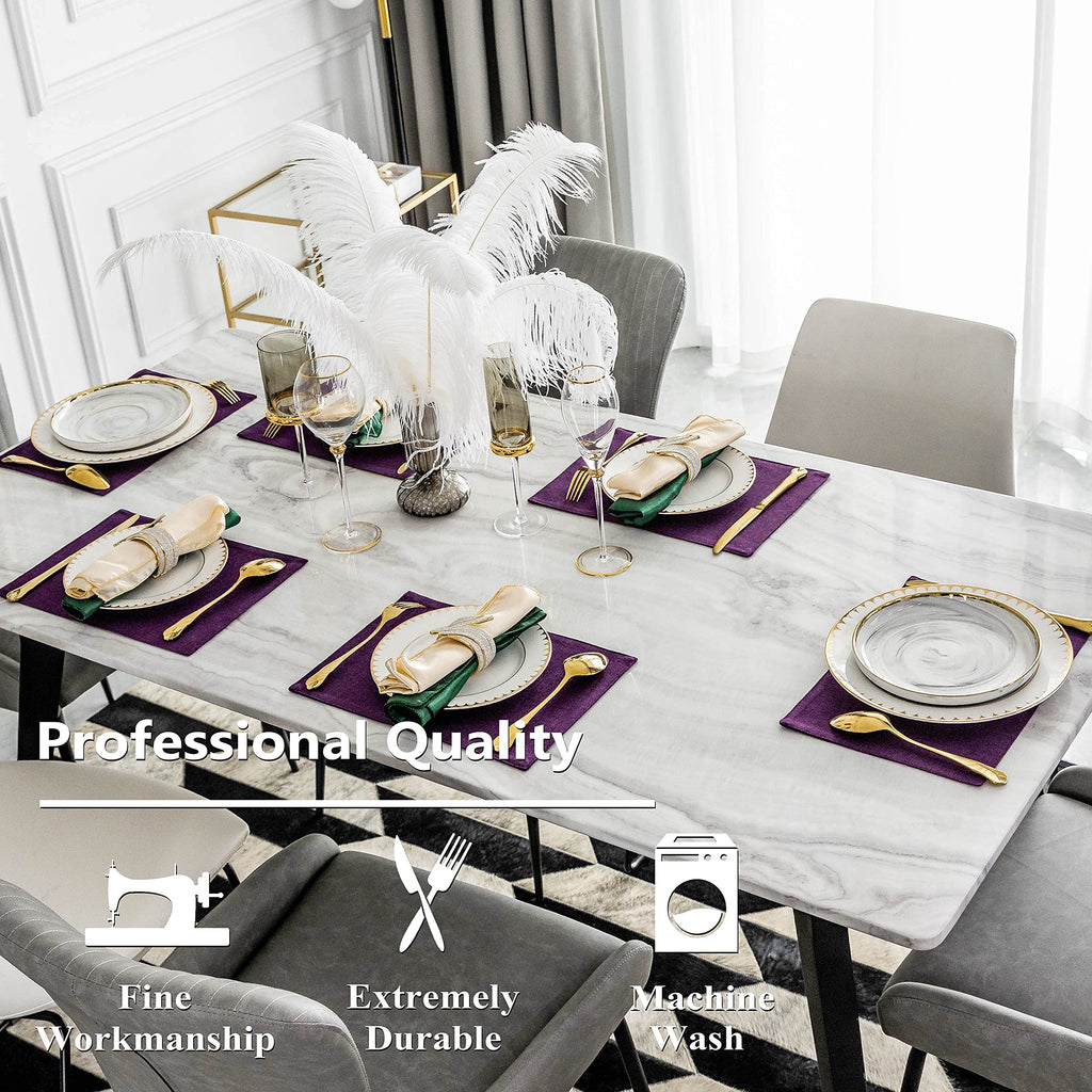 Cloth Placemats Set of 8 Heat Resistant Dining Table Place Mats Table, 13 x 19 inches, Purple