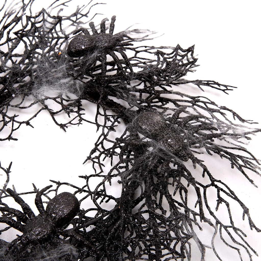 Inch Halloween Wreath Black Wreath with Spiders and Webs Door Wreath with Halloween Decorations for Halloween - Set of 498