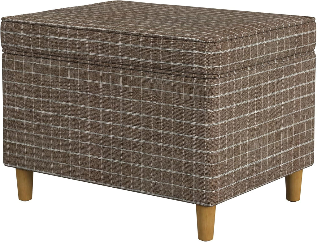 24" Dinah Collection Storage Ottoman - Brown Windowpane Fabric