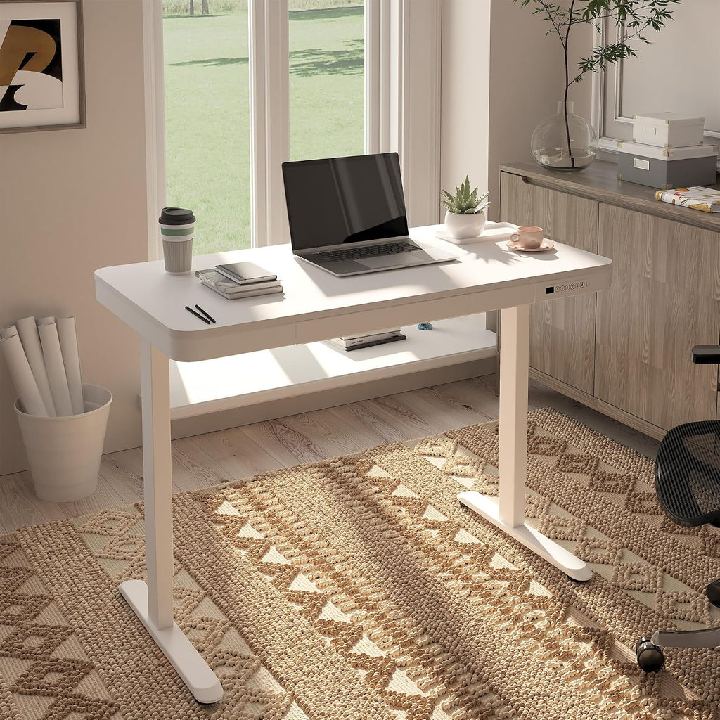 Comhar 48" Electric Standing Desk with Drawers, USB Charging Ports, Quick Assembly, Height Adjustable Sit Stand