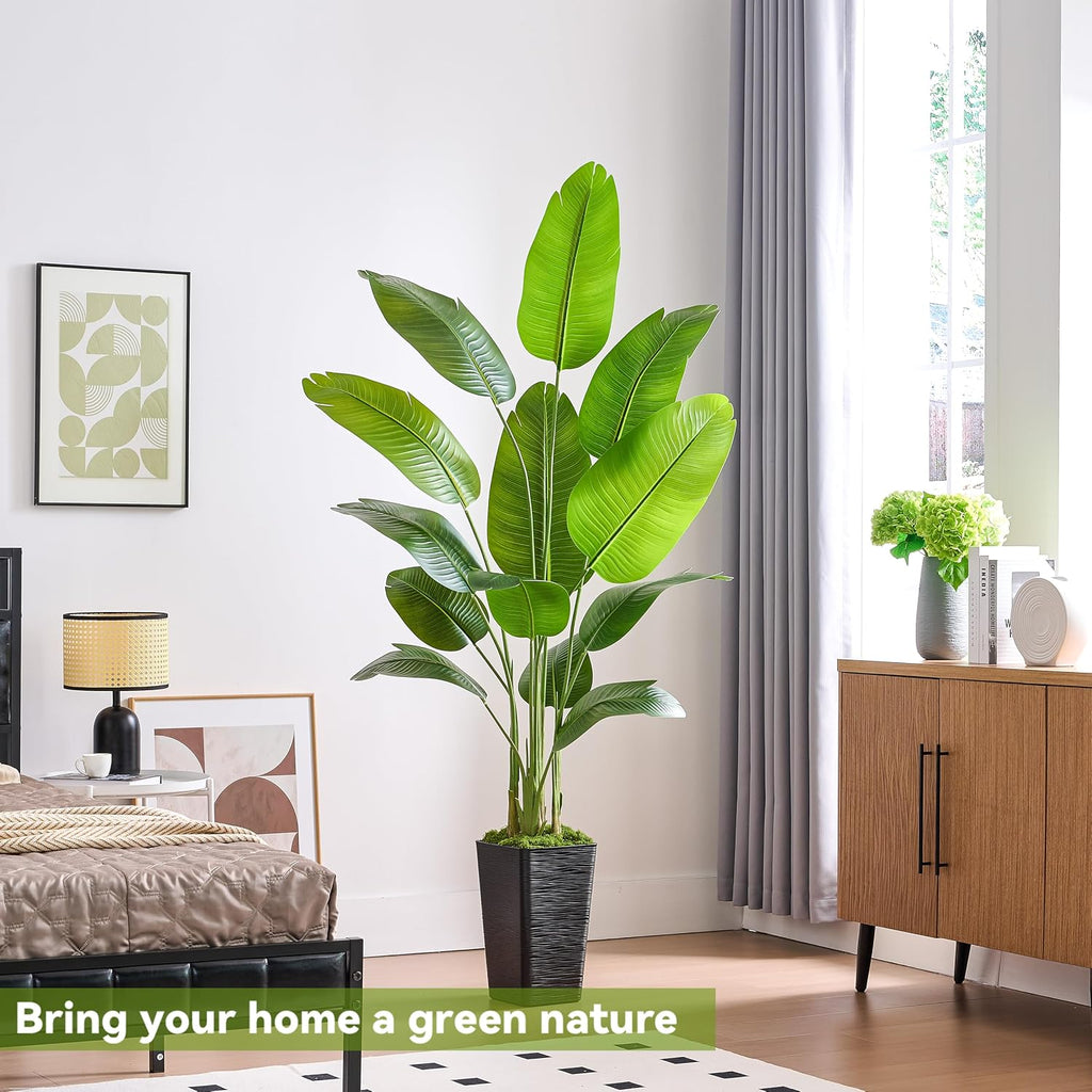 Bird of Paradise Artificial Plants, 6.6FT Banana Fake Tree Indoor