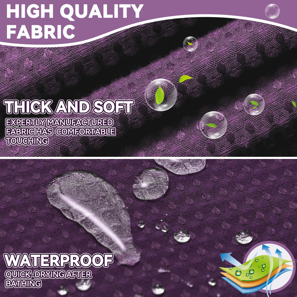 Extra Long No Hook Waffle Weave Shower Curtain with Snap in Liner Set, Hotel Luxury Purple Shower Curtains with See