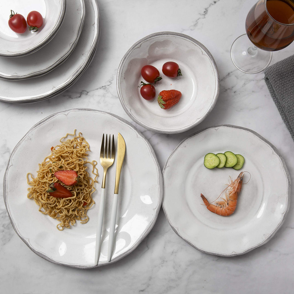 Melamine Dishes Dinnerware Sets - 12pcs Melamine Plate and Bowl Set White