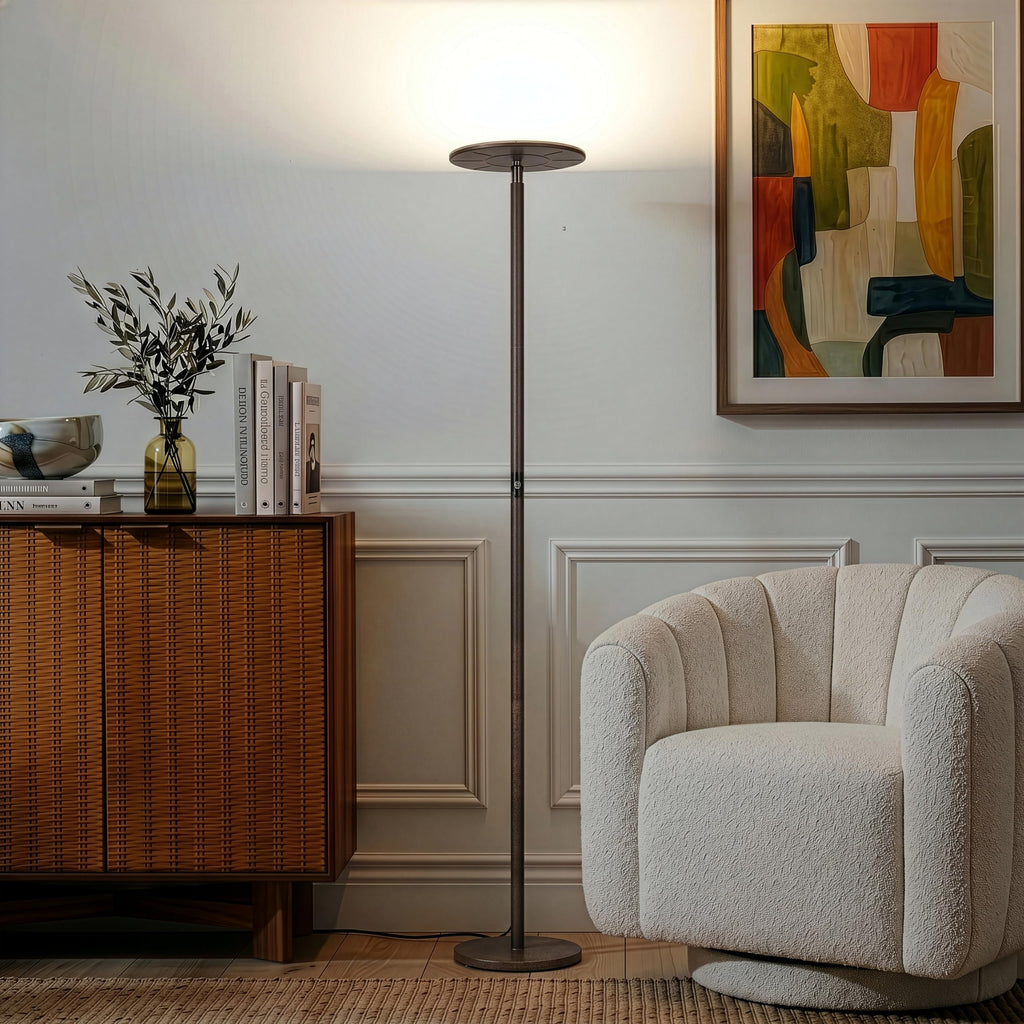 Sky LED Floor lamp, Torchiere Super Bright Floor Lamp Decor & Office - Dimmable, Tall Standing Lamp with Warm Light &