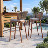 Modern Shade Chatham Outdoor Bar Stools Set of 2 with Rope Woven Backrest