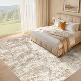 Area Rug Living Room - 9X12 Abstract Washable Large Soft Foldable Non Slip Rug Neutral Modern Low Pile Carpet for