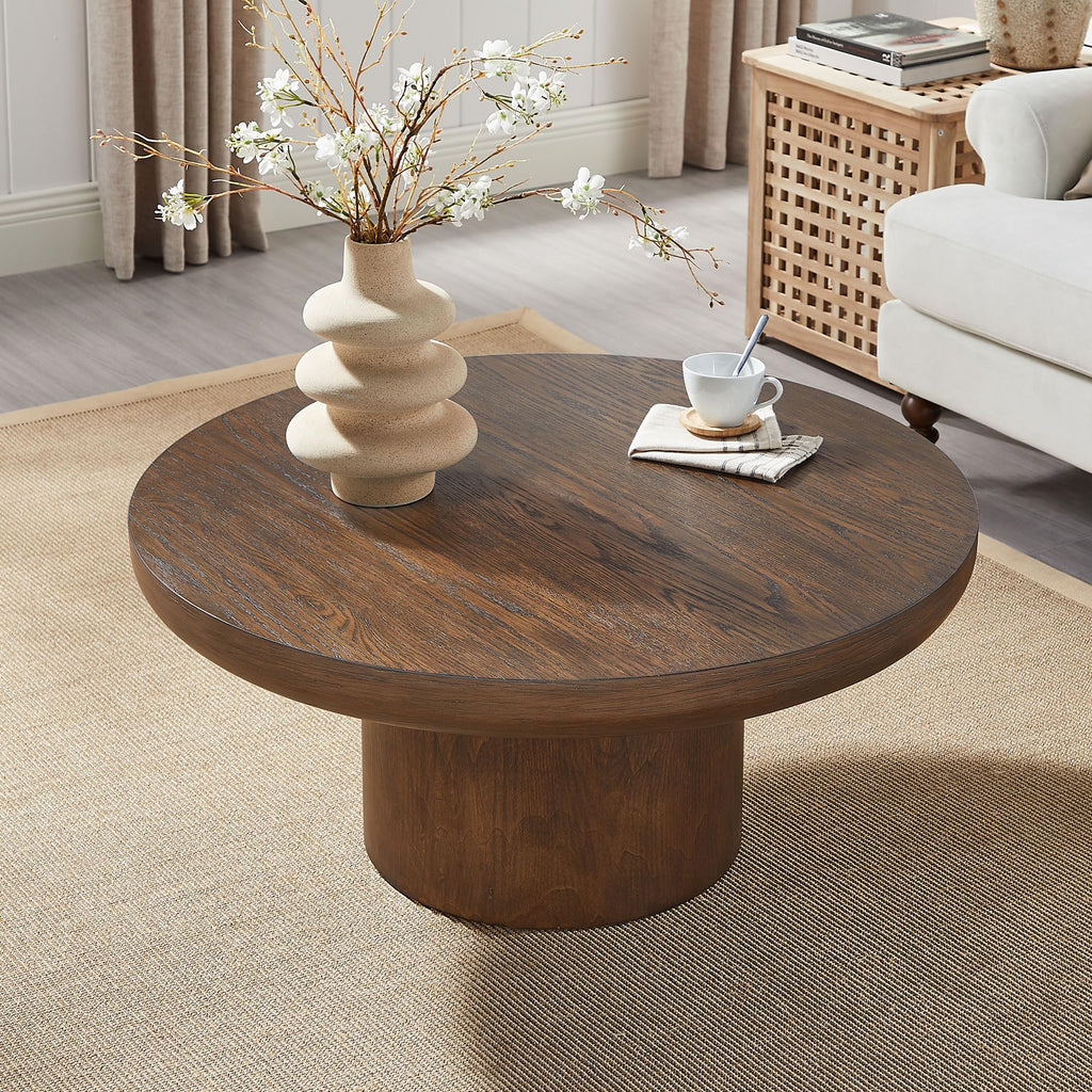 36" Round Coffee Table Solid Wood Coffee Table