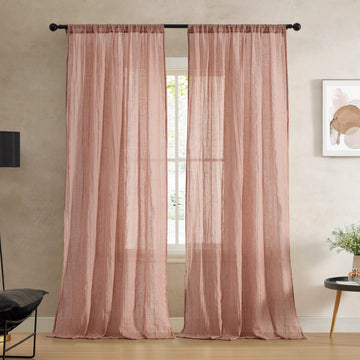 Charter Crushed, Window Curtain, Set of 2 Panels, Semi Sheer, Modern Home Decor, Drapes, Measures 50" x 96", Rust