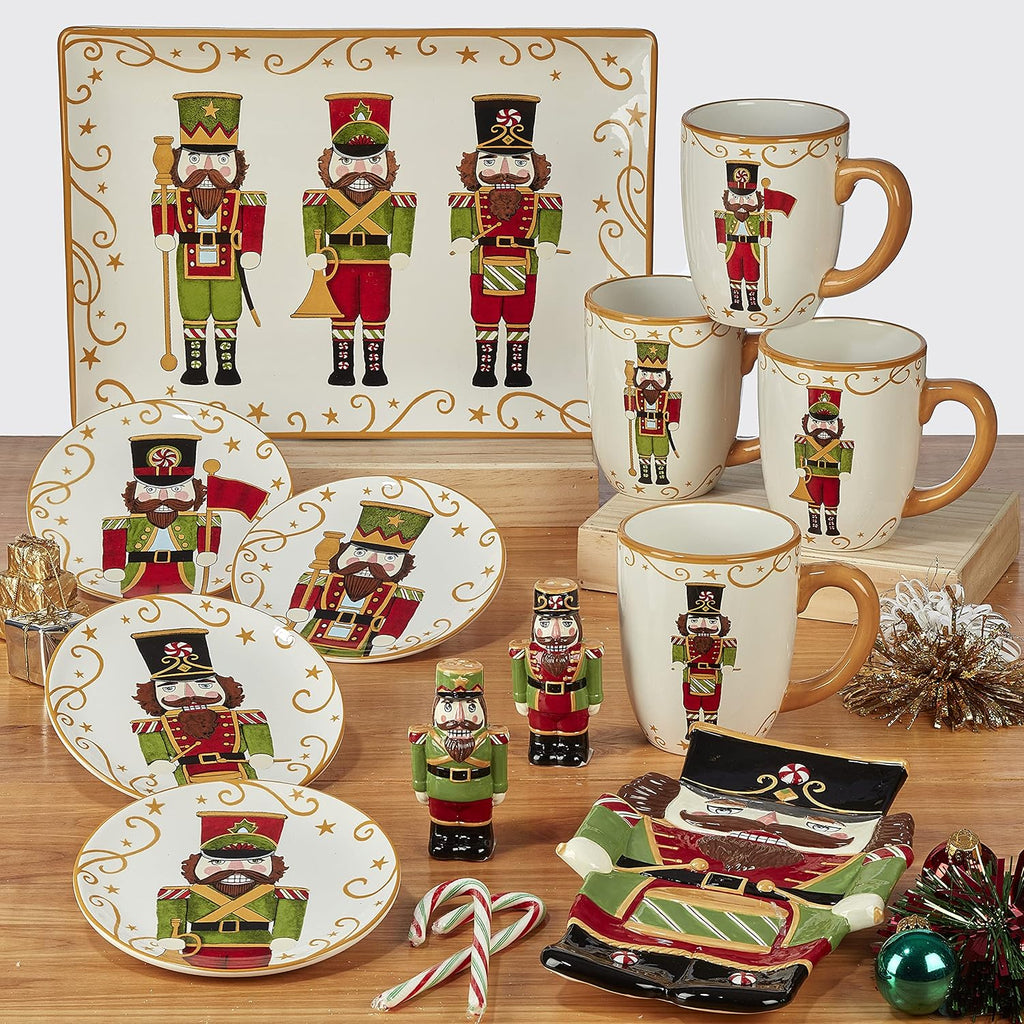 Holiday Magic Nutcracker Cookie Jar, 3D Hand-Painted Ceramic Jar - Festive 56 oz Christmas Kitchen Decor & Candy