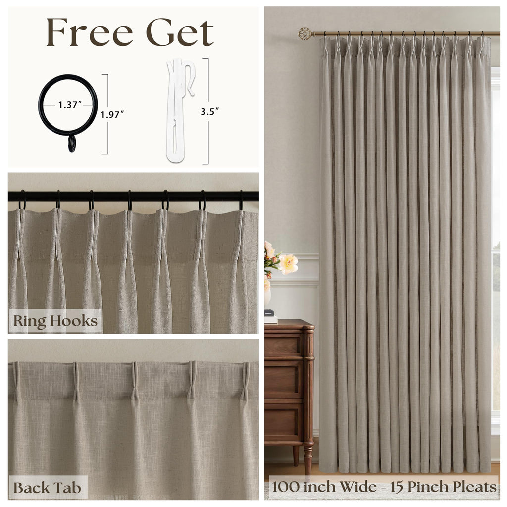100 Inch Wide Curtains 84 Inches Long Linen Curtains Burlywood Birch
