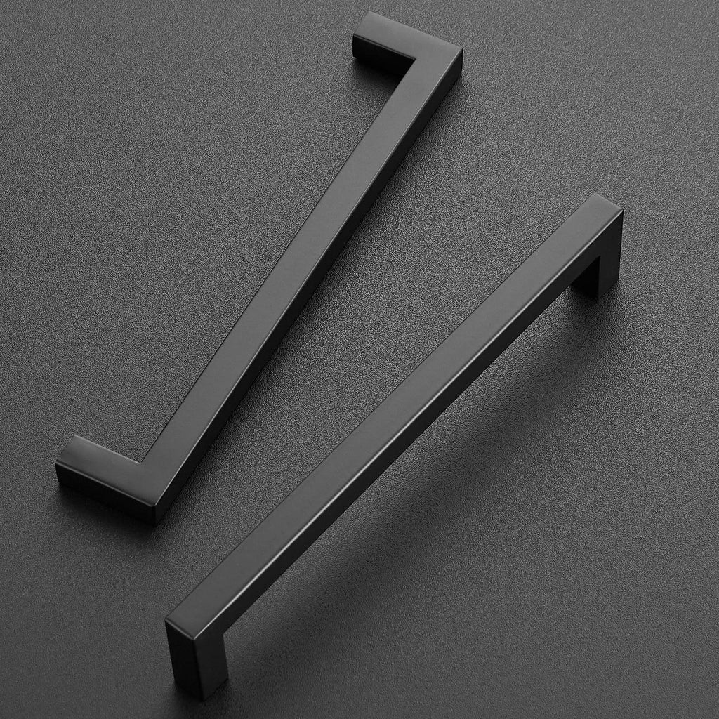 Matte Black Kitchen Square Cabinet Handles 7-1/2 Inch 15 Pack