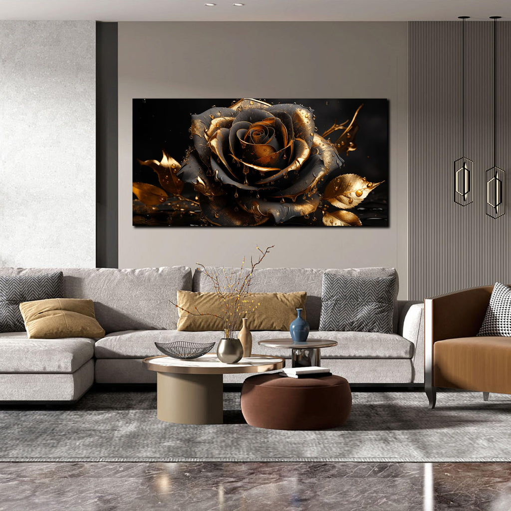 Rose Wall Art Gold Art