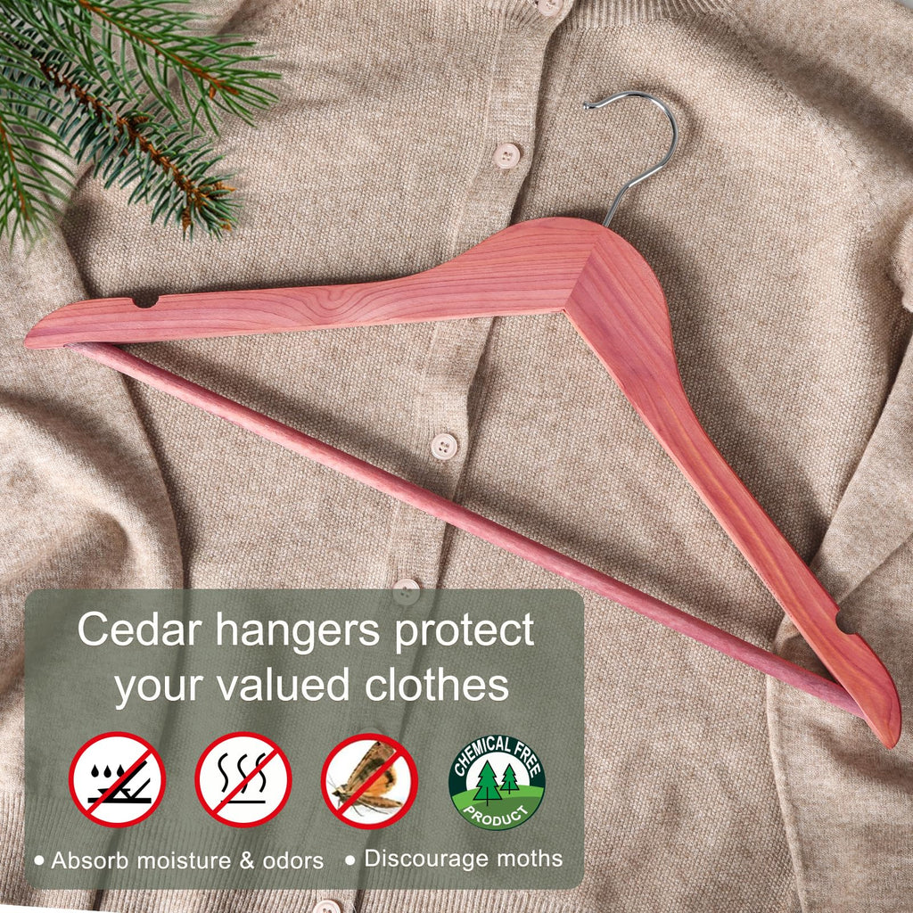 American Red Cedar Wooden Clothes Hangers for Closet 30 Pack