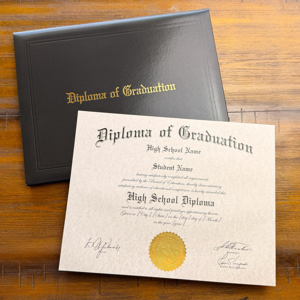 High School Diploma - Custom Printed with Your Name, School, Grad Date & More - Incl. Real, Custom Embossed Gold Foil