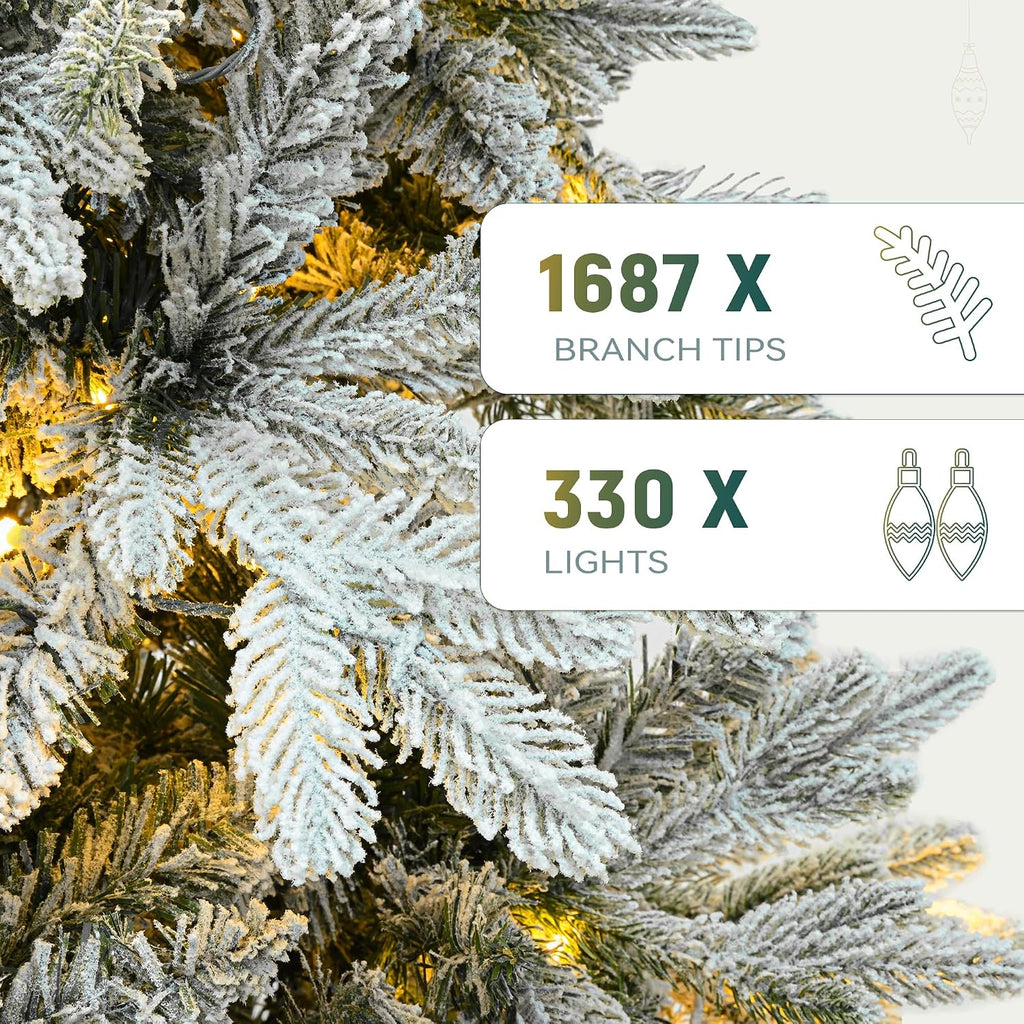 Prelit Canaan Fir Snow Flocked Christmas Tree with Remote