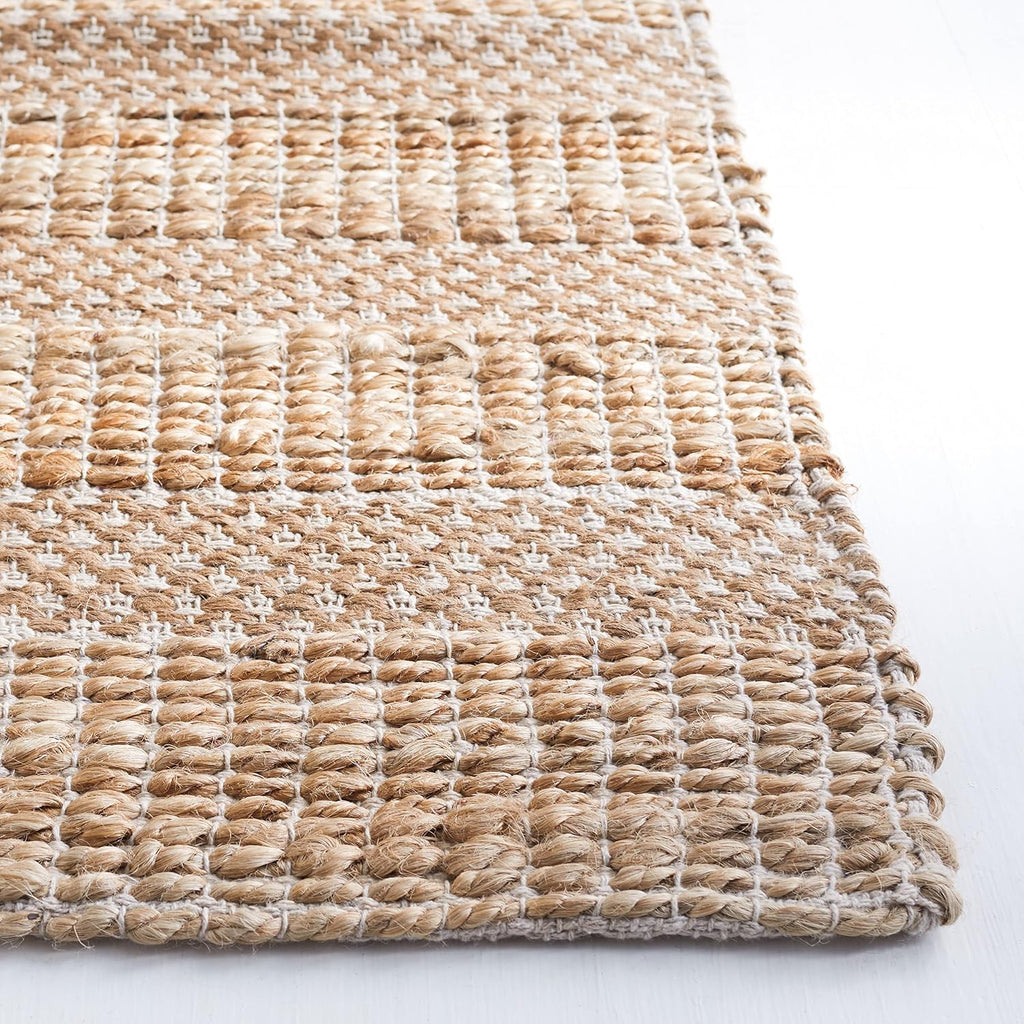 Natural Fiber Collection Area Rug - 10' x 14', Ivory & Natural, Handmade Boho Farmhouse Rustic Jute & Cotton Jute