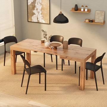 First Extendable Dining Table 47.2 to 78.7 Inches Seats 6 to 8 Rustic Oak