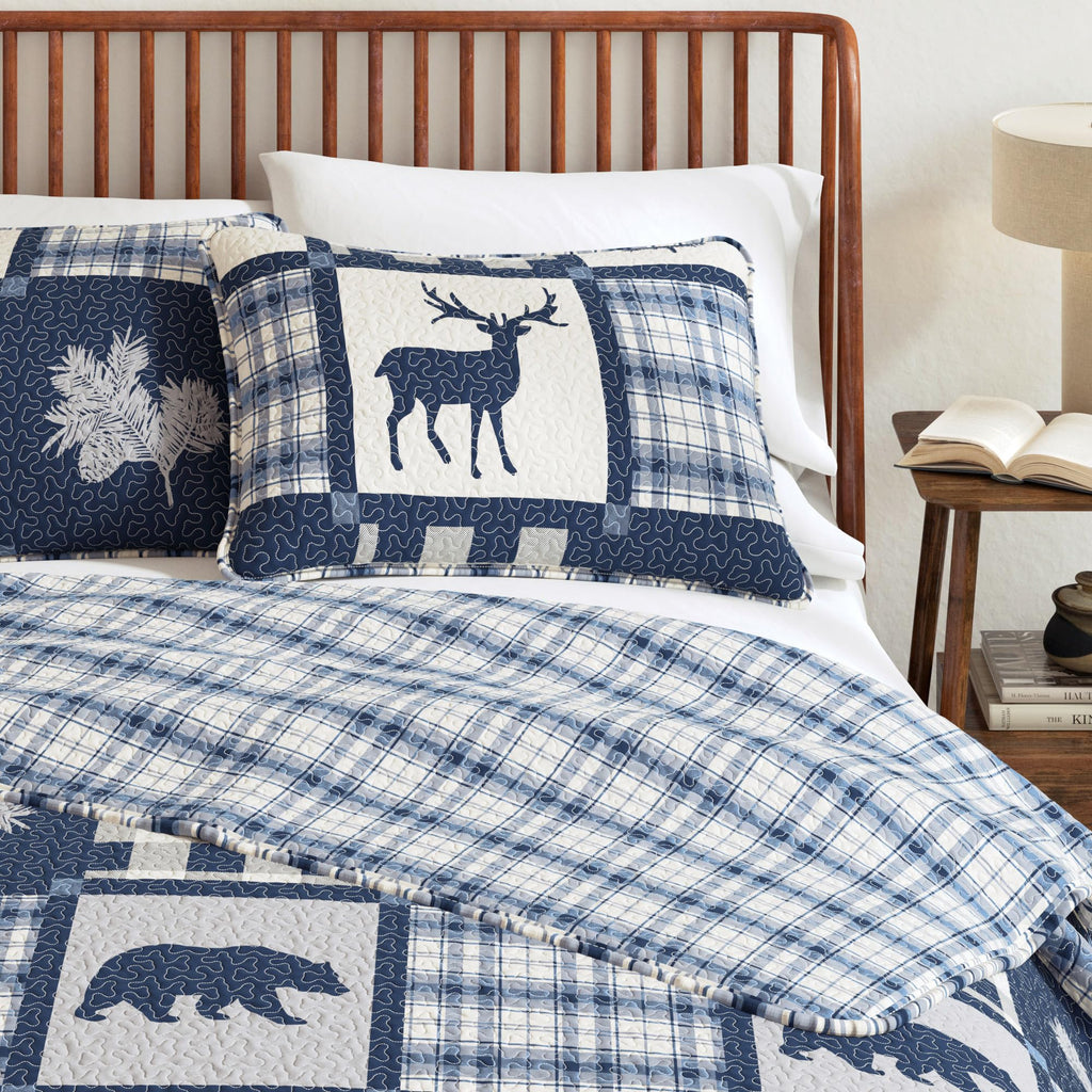 Lodge Quilt Set - 2-Piece Size Rustic Bedding Set - Lightweight, All-Season, Reversible Bedspread
